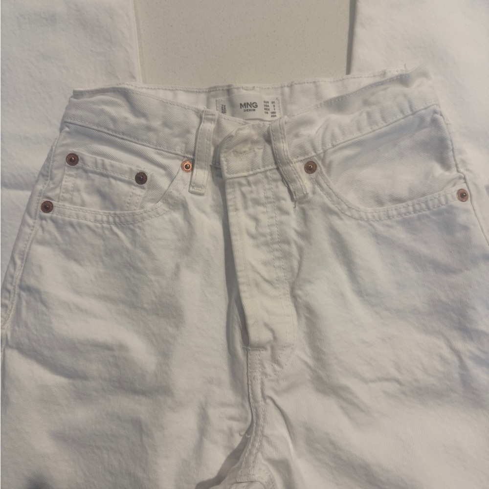 Mango MNG White Denim Jeans with Copper Accents